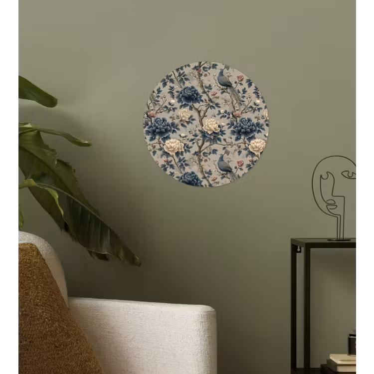 Behangcirkel - Pauw - Bloemen - Blauw — 3