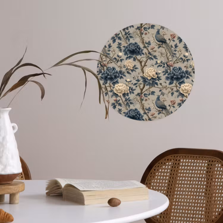 Behangcirkel - Pauw - Bloemen - Blauw — 4