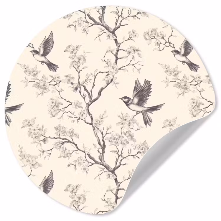 Behangcirkel - Takken - Vogels - Beige — 1