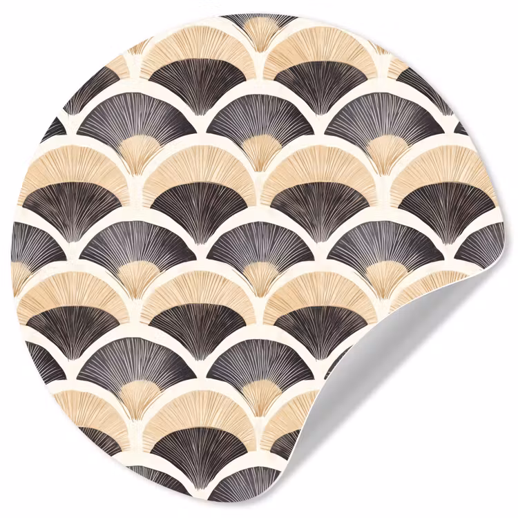Behangcirkel - Waaier - Patroon - Zwart - Beige — 1