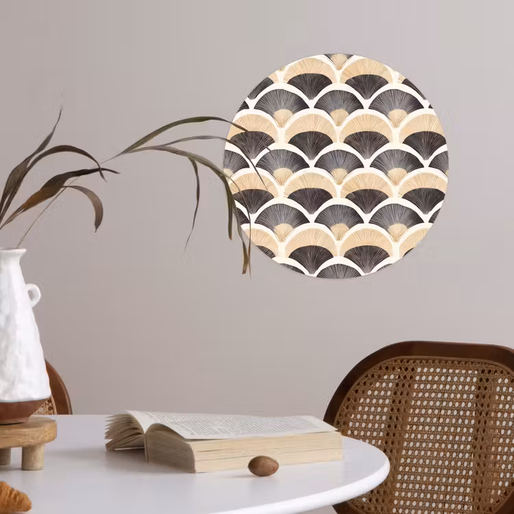 Behangcirkel - Waaier - Patroon - Zwart - Beige — 4