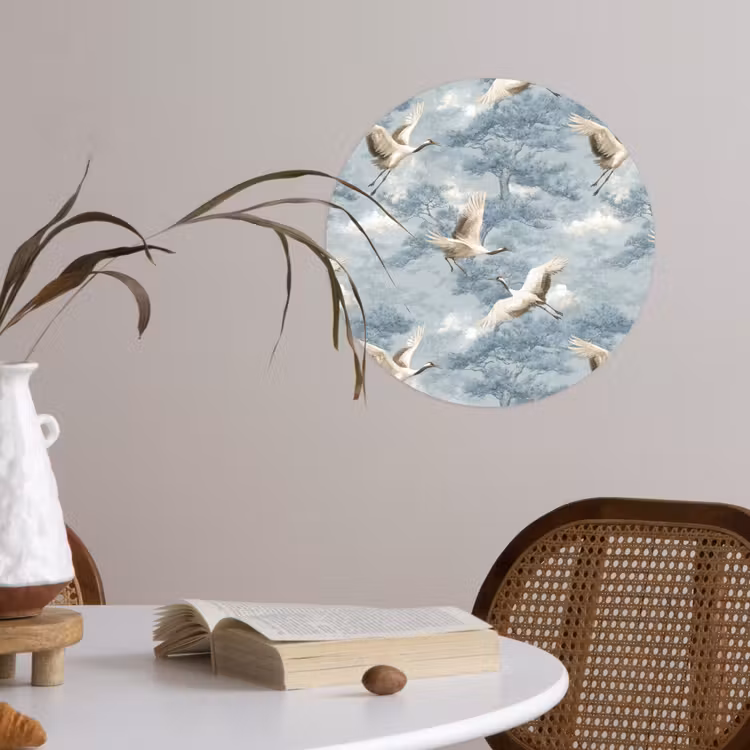 Behangcirkel - Wolken - Kraanvogels - Blauw — 4