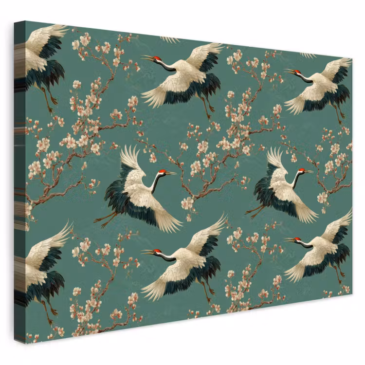 Buiten canvas - Kersenbloesem - Kraamvogels - Groen — 1