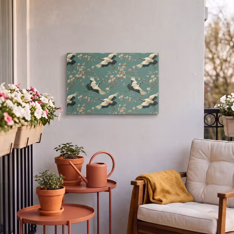 Buiten canvas - Kersenbloesem - Kraamvogels - Groen — 4