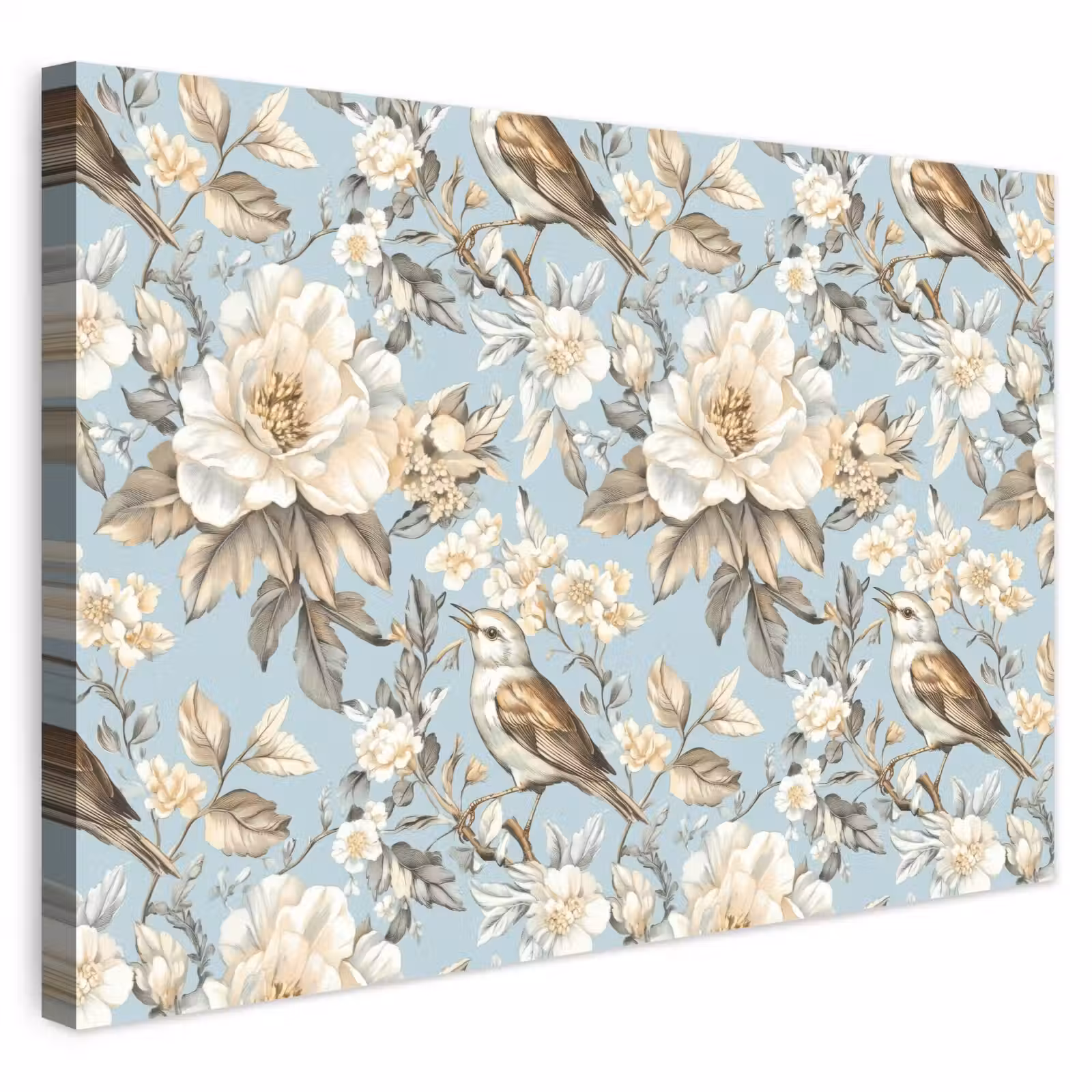 Buiten canvas - Botanisch - Zangvogel - Blauw — 1
