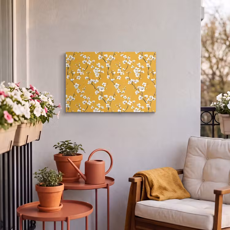 Buiten canvas - Bloesemtak - Aquarel - Geel — 4