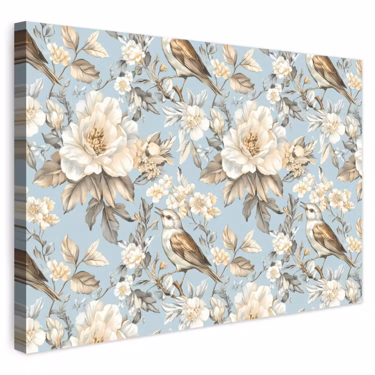 Buiten canvas - Botanisch - Zangvogel - Blauw — 1