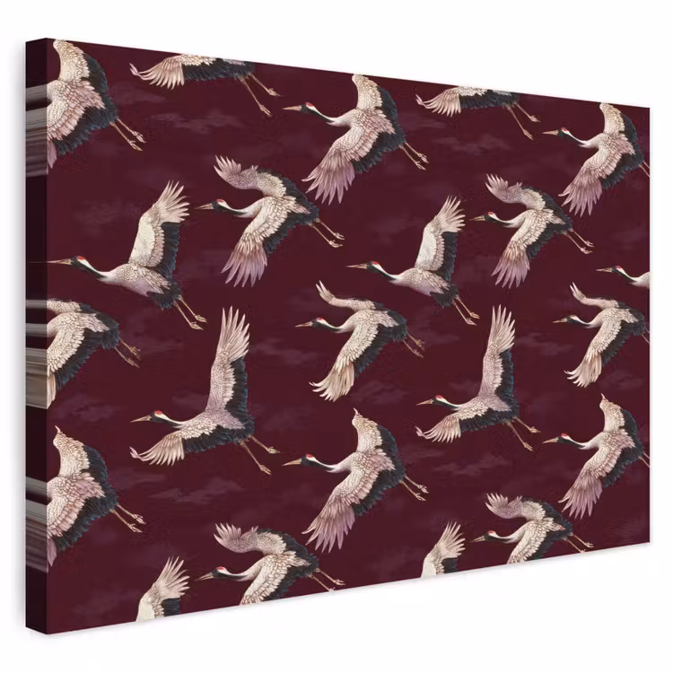 Buiten canvas - Kraanvogels - Klassiek - Bordeaux — 1