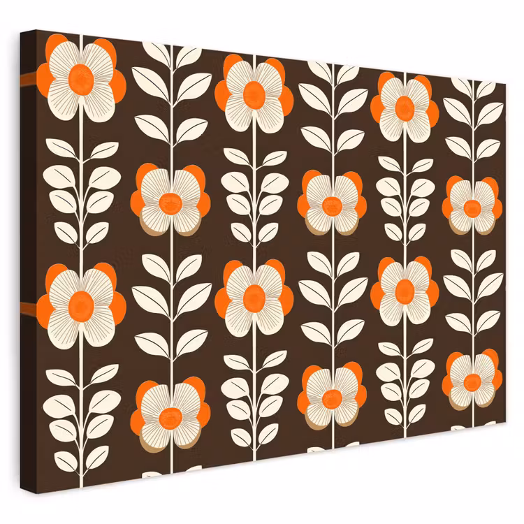 Buiten canvas - Bloemen - Retro - Bruin — 1