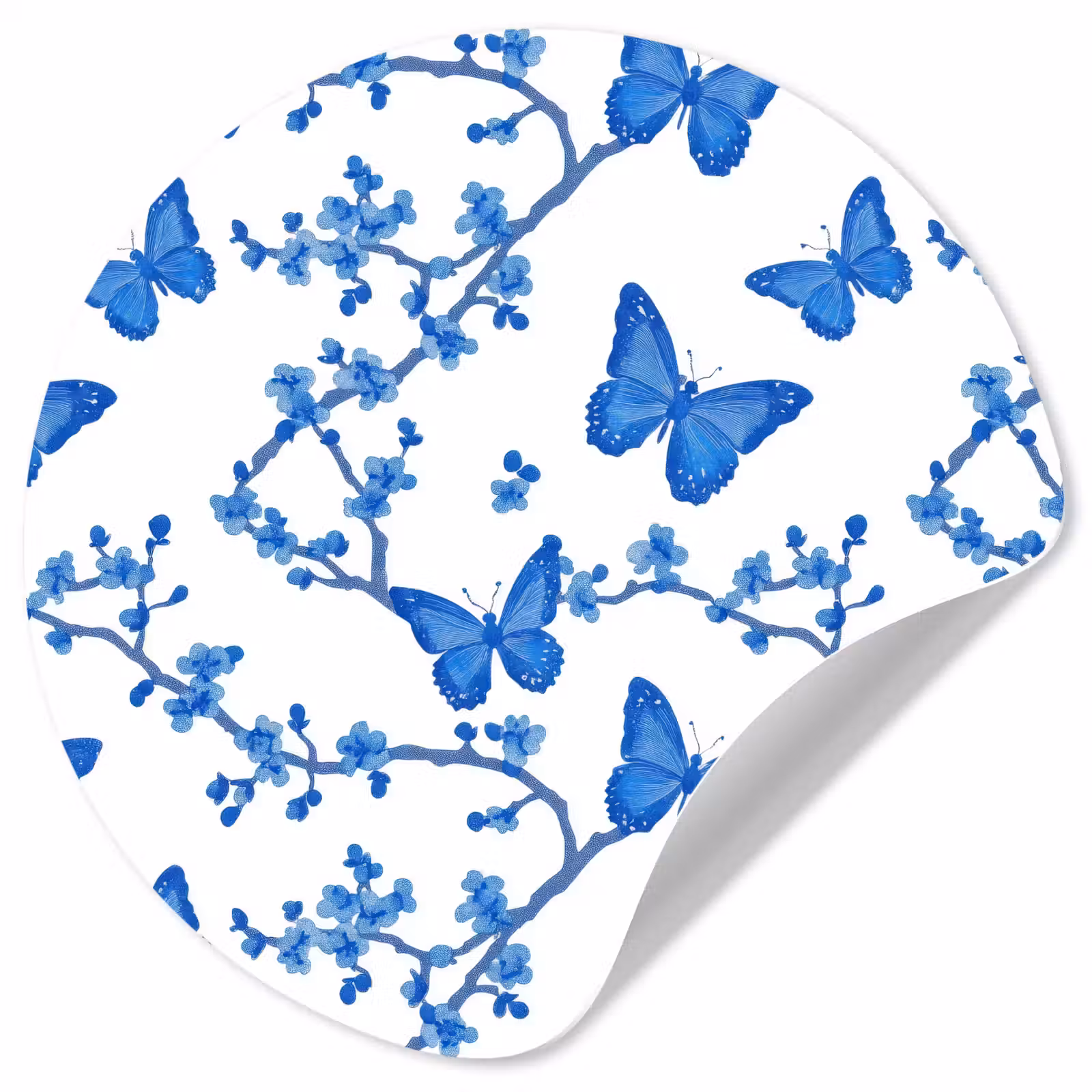 Behangcirkel - Vlinder - Bloemen - Blauw — 1