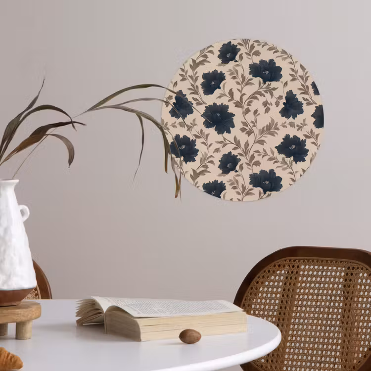 Behangcirkel - Motief - Bloemen - Zwart - Beige — 4