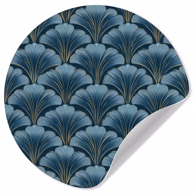 Behangcirkel - Patroon - Ginkgoblad - Blauw — 1