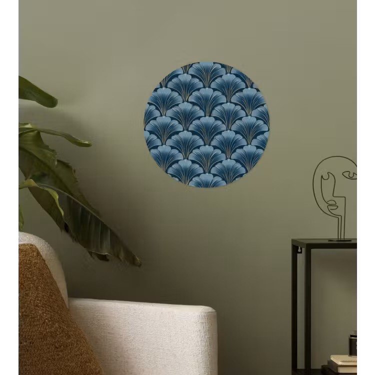 Behangcirkel - Patroon - Ginkgoblad - Blauw — 3