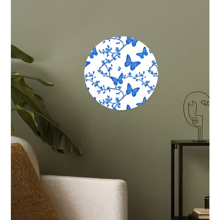 Behangcirkel - Vlinder - Bloemen - Blauw — 3