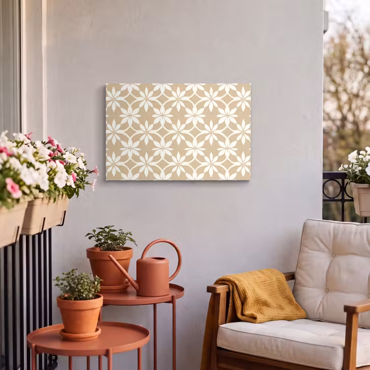Buiten canvas - Bloemen - Patroon - Beige — 4