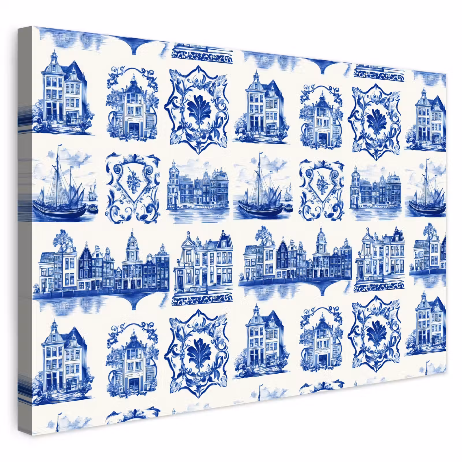 Buiten canvas - Huizen - Schepen - Blauw — 1