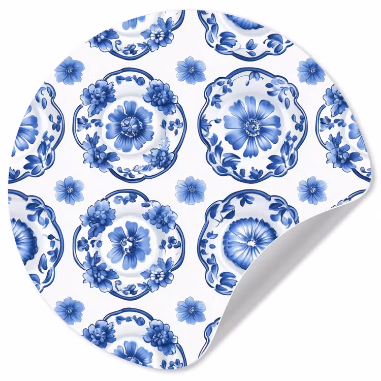 Behangcirkel - Sierborden - Bloemen - Blauw — 1