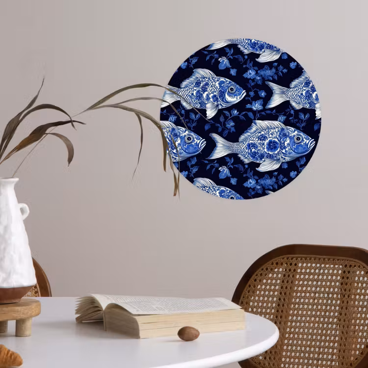 Behangcirkel - Vissen - Bloemen - Blauw — 4