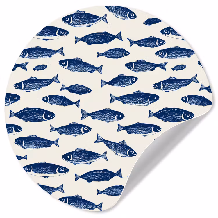 Behangcirkel - Vissen - Patroon - Blauw - Wit — 1
