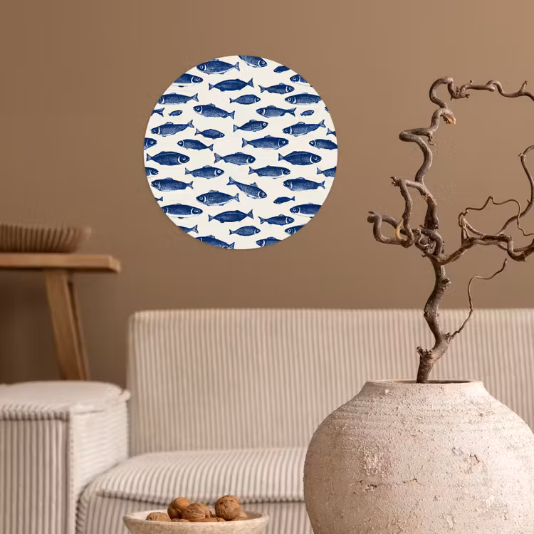 Behangcirkel - Vissen - Patroon - Blauw - Wit — 2
