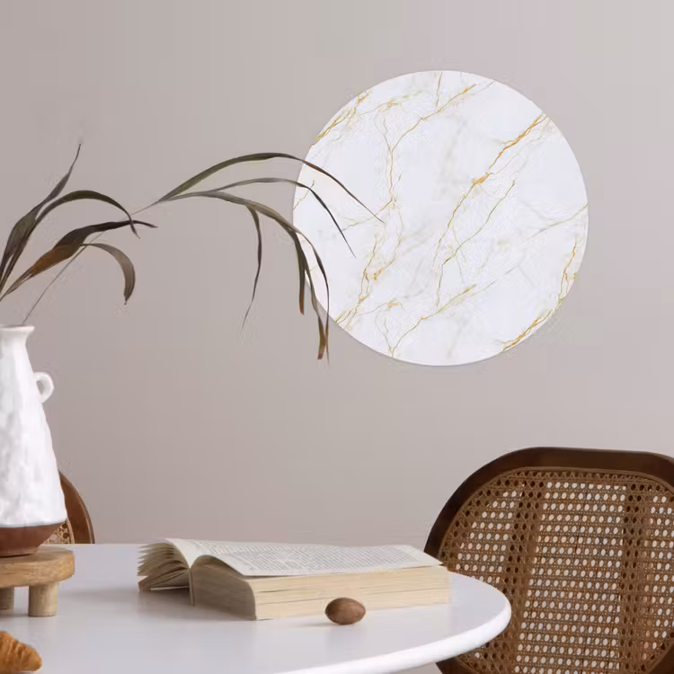 Behangcirkel - Wit - Marmer - Goud - Luxueus — 4