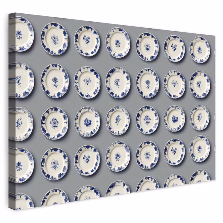 Buiten canvas - Borden - Bloemen - Blauw - Wit — 1