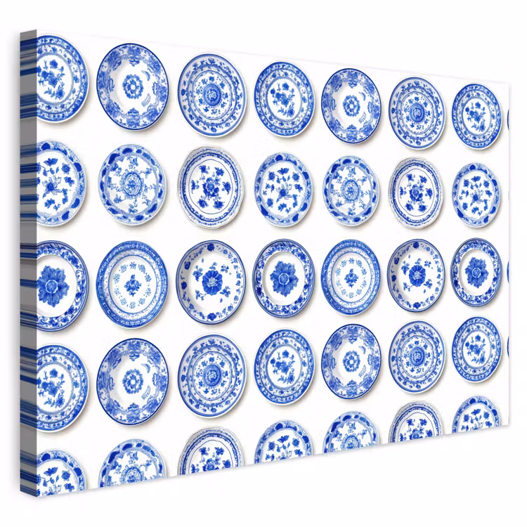 Buiten canvas - Borden - Bloemen - Patroon - Blauw — 1