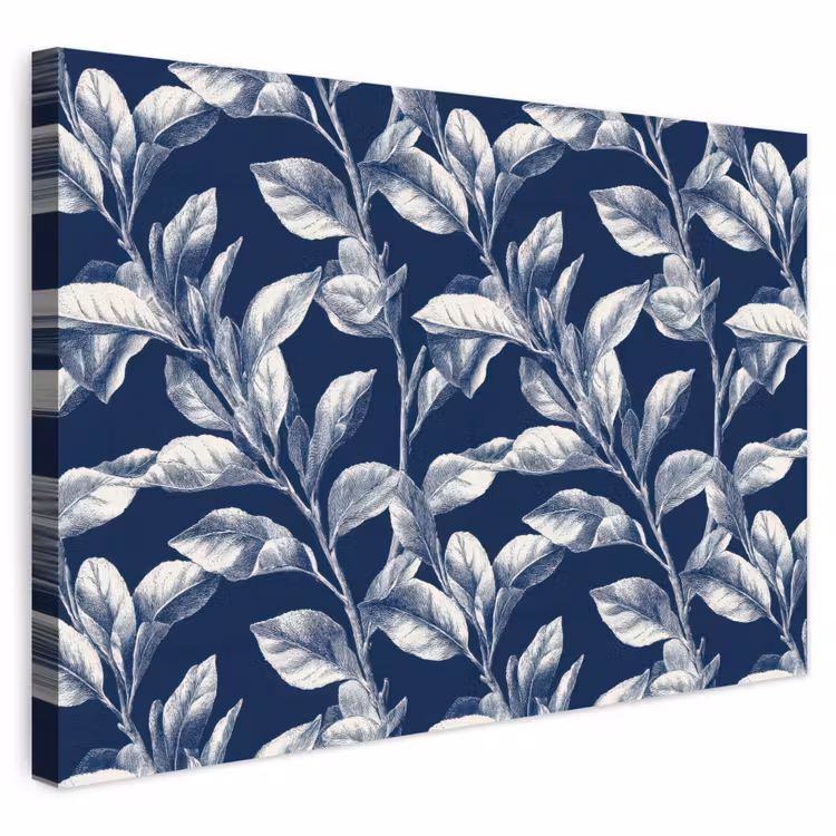Buiten canvas - Botanisch - Patroon - Blauw — 1