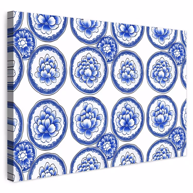 Buiten canvas - Cirkels - Bloemen - Blauw — 1
