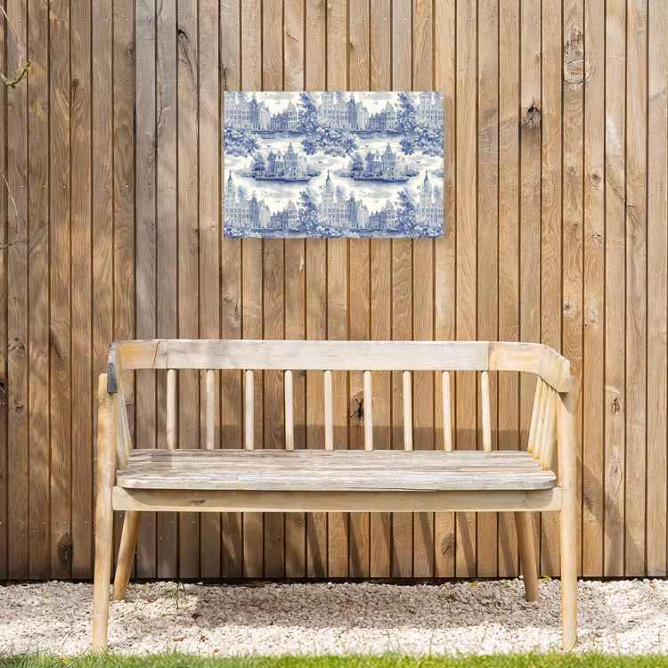 Buiten canvas - Huizen - Bomen - Water - Vogels - Blauw — 3