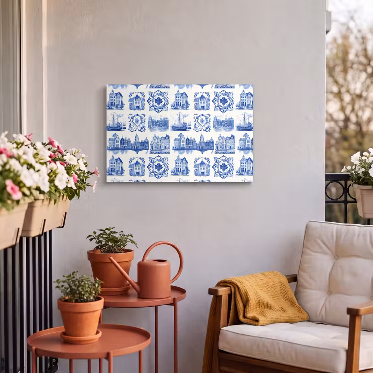 Buiten canvas - Huizen - Schepen - Blauw — 4