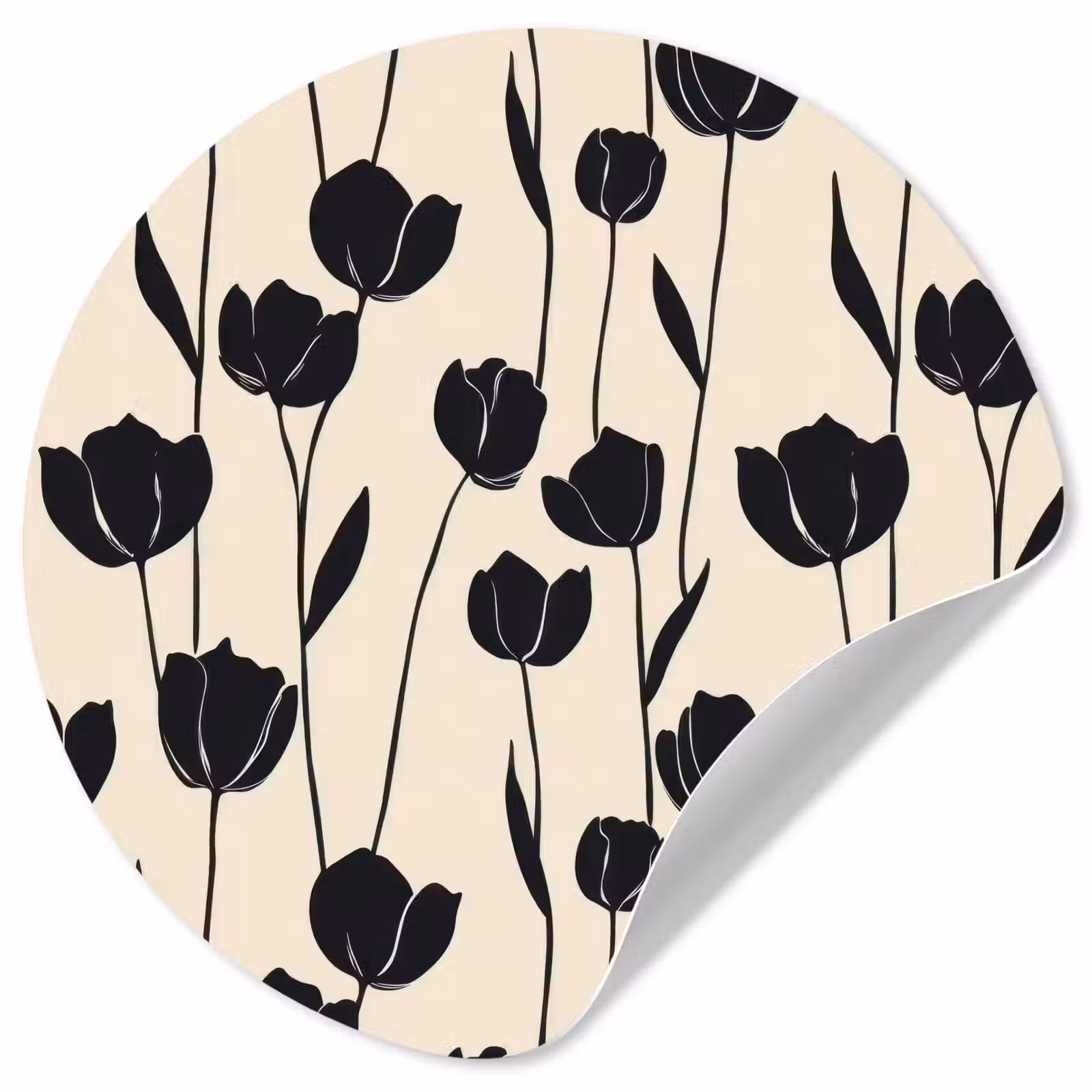 Behangcirkel - Tulpen - Patroon - Zwart — 1