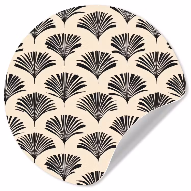 Behangcirkel - Waaiers - Botanisch - Zwart - Beige — 1