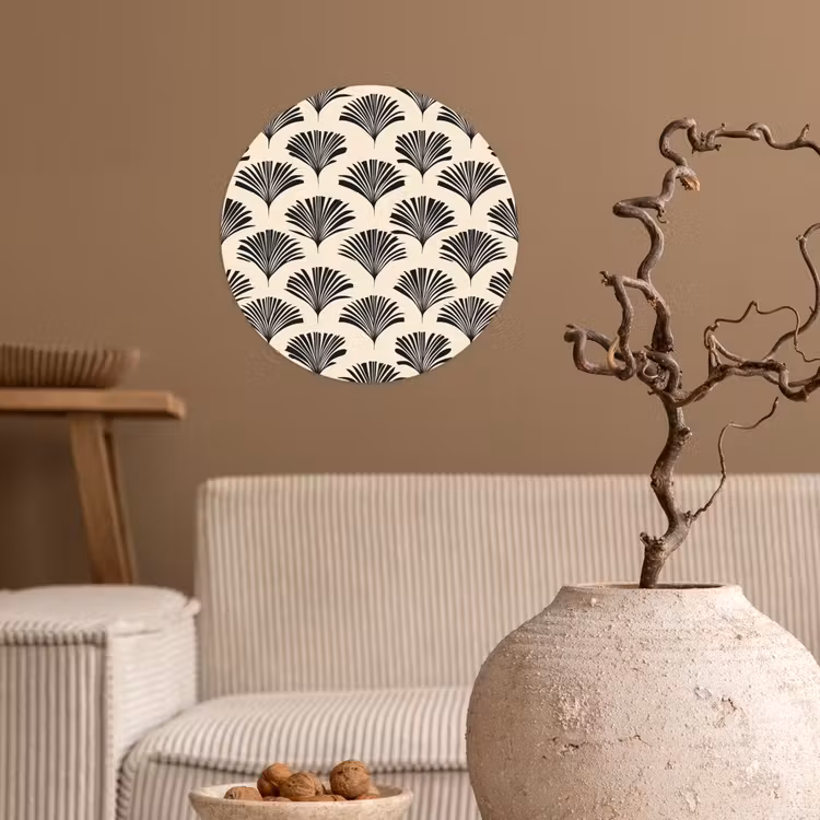 Behangcirkel - Waaiers - Botanisch - Zwart - Beige — 2