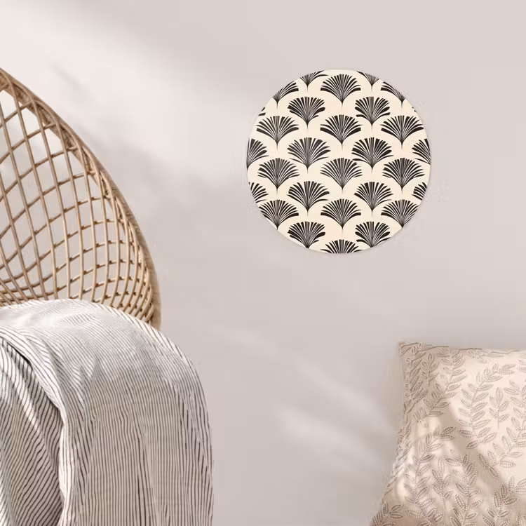 Behangcirkel - Waaiers - Botanisch - Zwart - Beige — 5