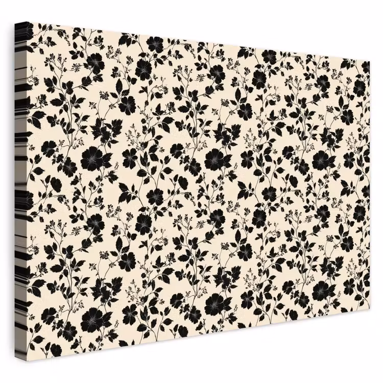Buiten canvas - Bloemen - Dessin - Zwart — 1