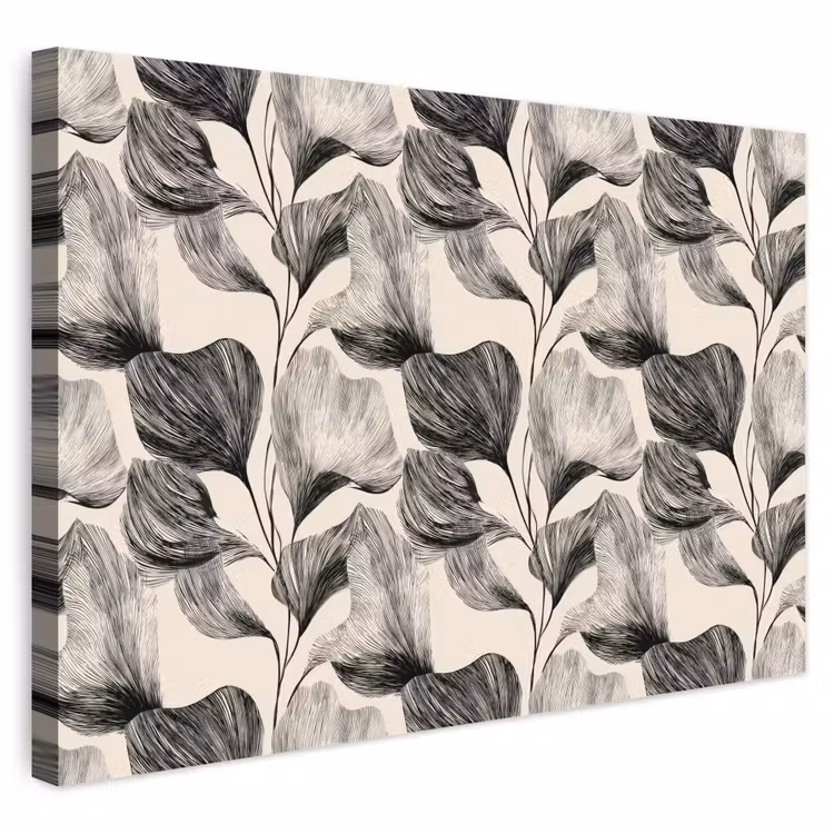 Buiten canvas - Botanisch - Bladeren - Zwart — 1