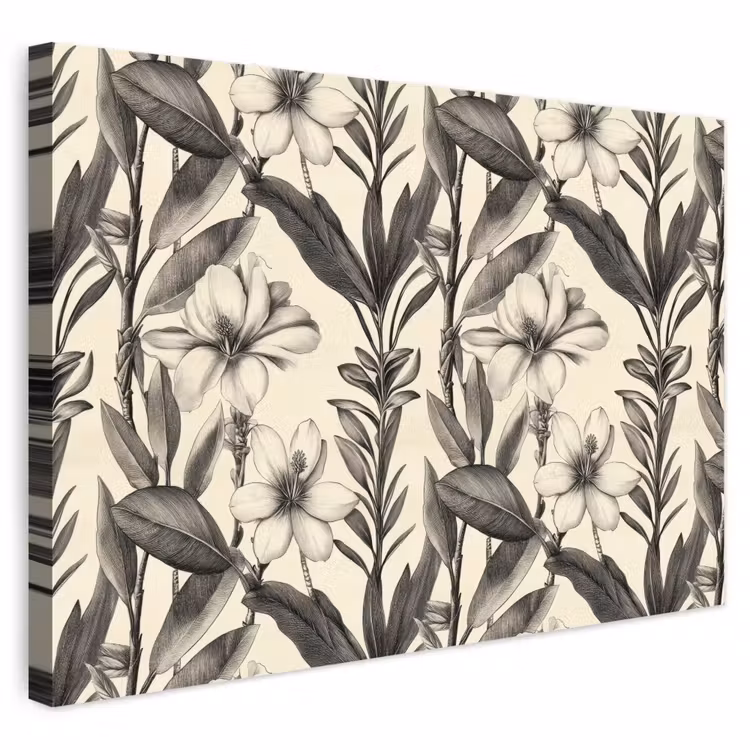 Buiten canvas - Klassiek - Botanisch - Zwart - Beige — 1