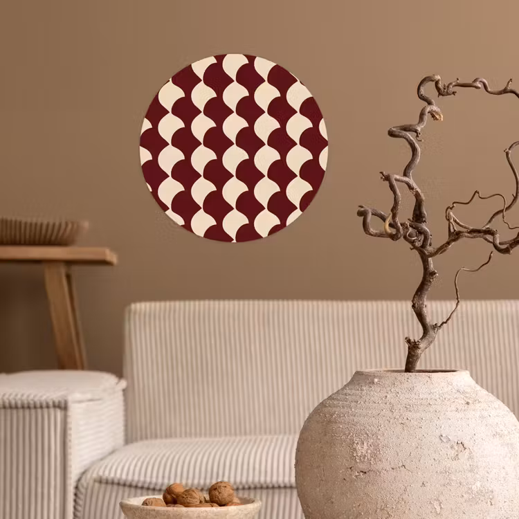 Behangcirkel - Rood - Tegelpatroon - Crème — 2