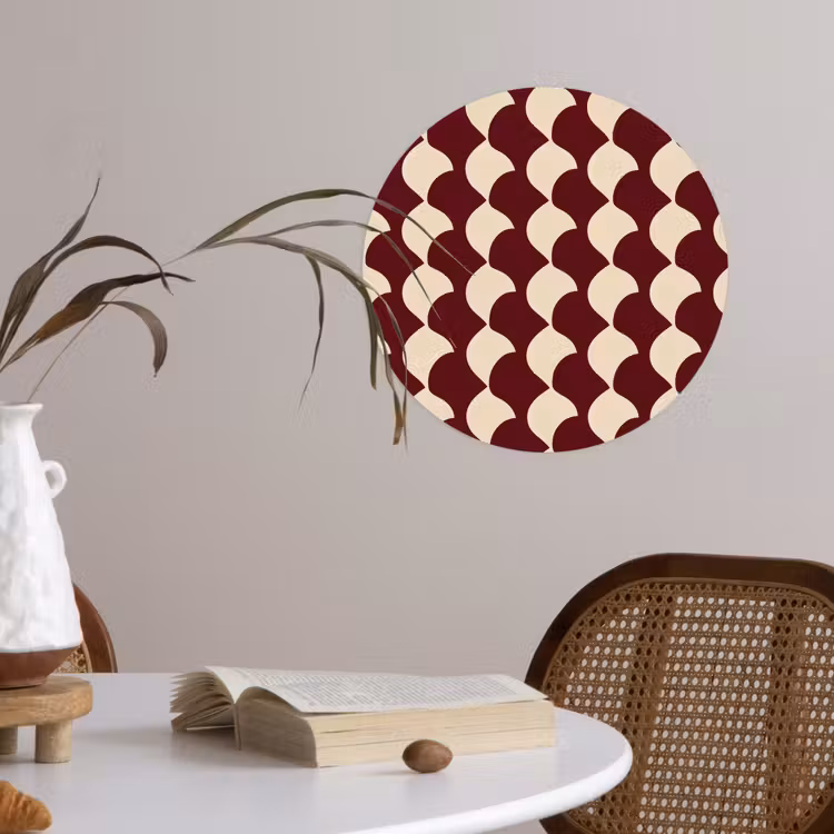 Behangcirkel - Rood - Tegelpatroon - Crème — 4