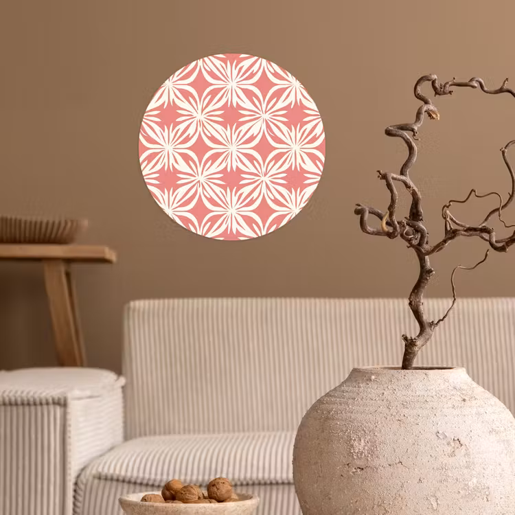 Behangcirkel - Roze - Bloemenmotief - Wit - Modern — 2