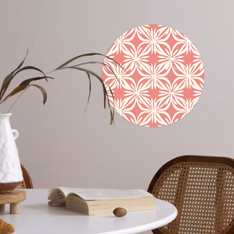 Behangcirkel - Roze - Bloemenmotief - Wit - Modern — 4