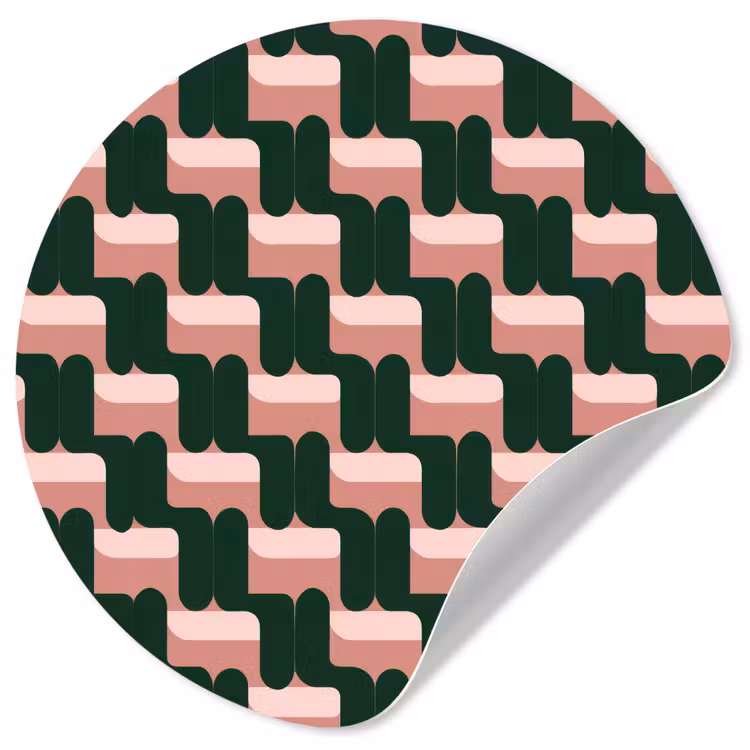 Behangcirkel - Vlechtpatroon - Groen - Roze - Geometrisch — 1