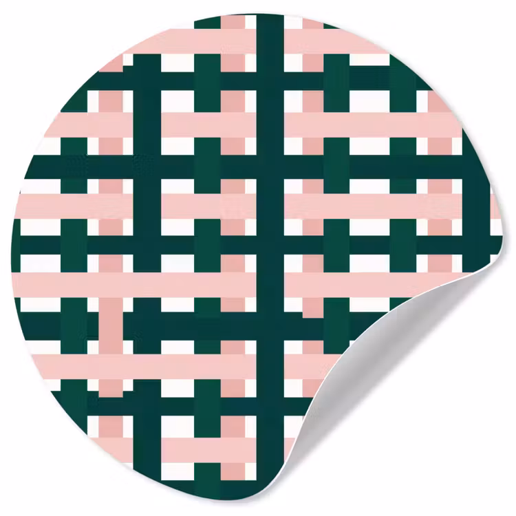 Behangcirkel - Vlechtpatroon - Groen - Roze - Grafisch — 1