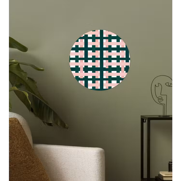 Behangcirkel - Vlechtpatroon - Groen - Roze - Grafisch — 3