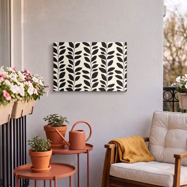 Buiten canvas - Botanisch - Dessin - Zwart - Beige — 4