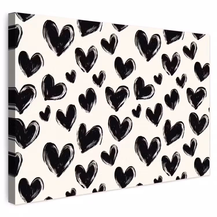 Buiten canvas - Hartjes - Patroon - Zwart — 1
