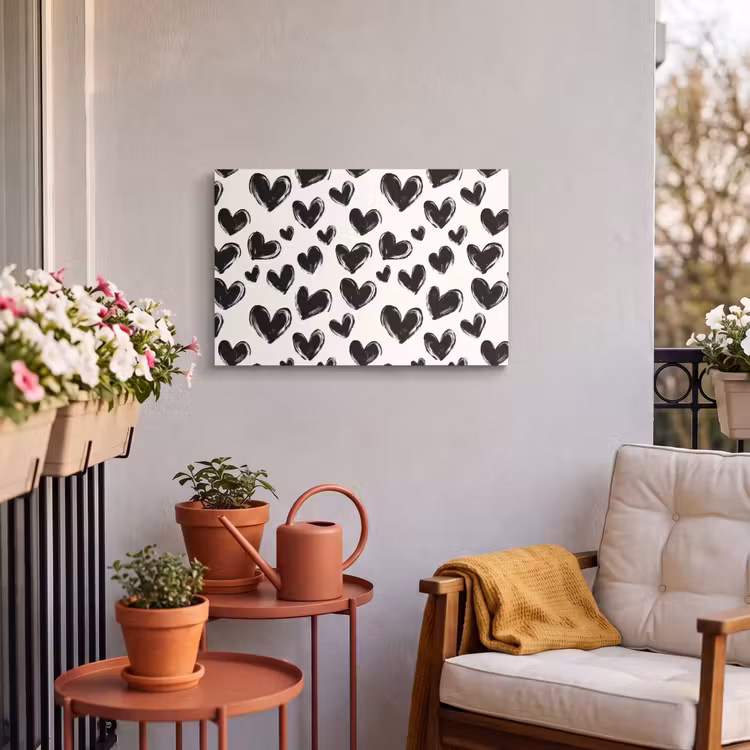 Buiten canvas - Hartjes - Patroon - Zwart — 4