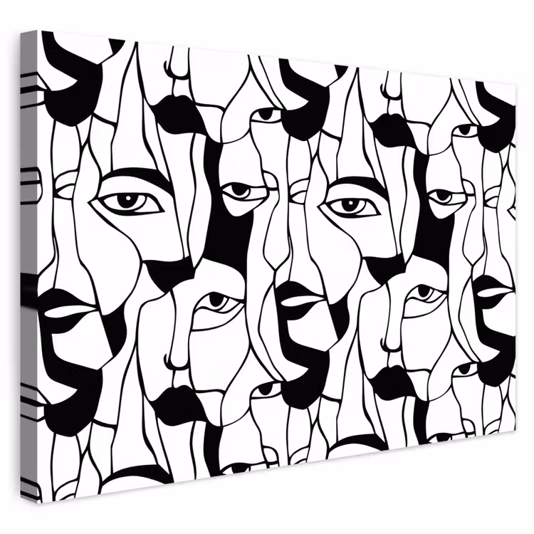 Buiten canvas - Lijnen - Gezichten - Zwart - Wit — 1