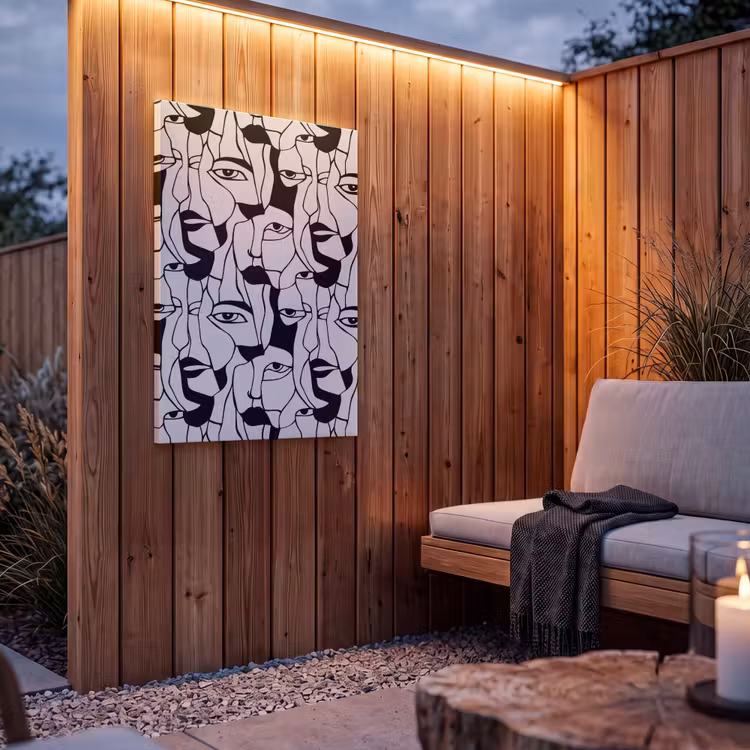 Buiten canvas - Lijnen - Gezichten - Zwart - Wit — 4